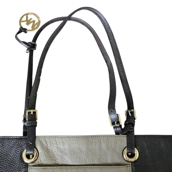 Michael Kors Brown and Cream Jet Set Large Leather Tote Bag - Picture 7 of 11